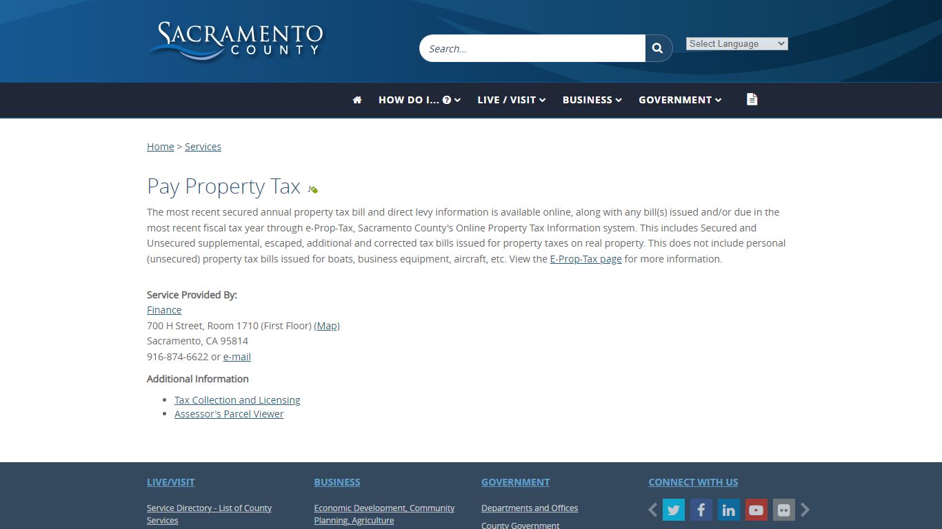 Pay Property Tax - Sacramento County, California